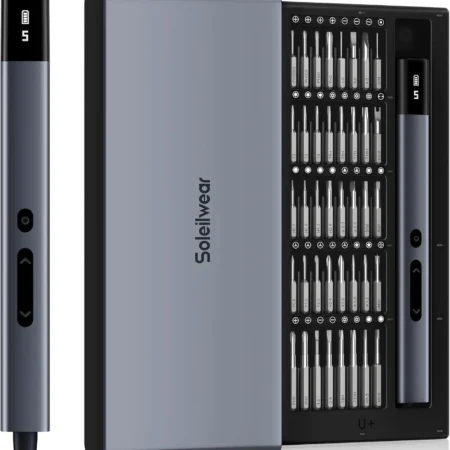 JIZHOU Set, Small Electric Precision Screwdriver with 5 Torque Levels, Max 0.75N.m, 500mAh Battery, 50-in-1 Cordless Power Screw