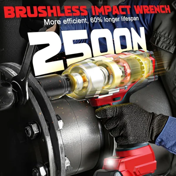 3/4" Impact Wrench for Milwaukee 18V Battery: 1850FT-LBS(2500N.m) High Torque Impact Driver, 4-Speed Heavy Duty Cordless Impact - Image 3