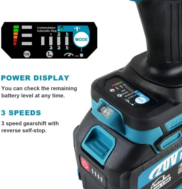 Cordless Impact Wrench 3/4'' Brushless High Torque 1475 Ft-lbs (2000 N.m) Heavy-duty Impact Wrench with 2 x 6.0A Battery, Fast C - Image 3