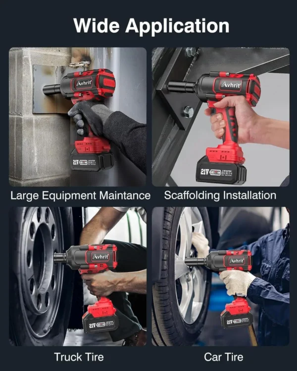 1/2" 1000Nm(738ft-lbs) Cordless Impact Wrench w/2×4.0Ah Li-ion Battery & Fast Charger|4 Sockets Kit for Truck/RV/Car Maintenance - Image 5