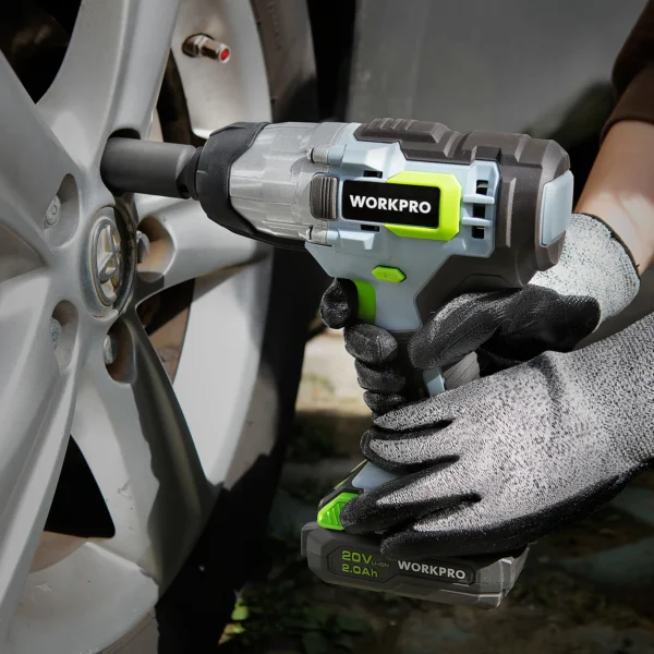 WORKPRO 20V Cordless Impact Wrench 1/2-inch 320 Ft Pounds Max Torque 2.0Ah Li-ion Battery with Fast Charger, Belt Clip for Ea