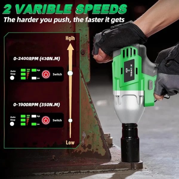 Cordless Impact Wrench,Electric Impact Gun for Automotive ,20V 1/2-Inch 3000IPM Brushless Power Impact Driver. - Image 6