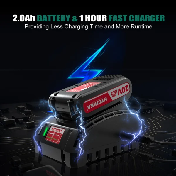 HYCHIKA Cordless Electric Screwdriver with Storage Bag LED Light 2.0 Ah Battery with Fast Charger for Wood Drilling Power Tool - Image 4
