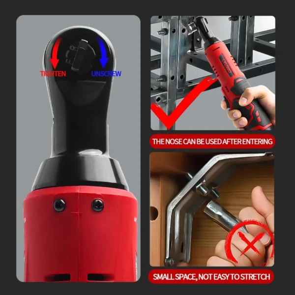 LYUWO 3/8 Rechargeable Electric , Ratchet Set, Angle Drill, Screwdriver To Remove Screw Nut, Automobile Maintenance Tool 2 Batte - Image 4