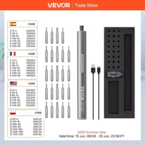 VEVOR 4V 350mAh Mini Electric Screwdriver Cordless Drill Precision Screwdriver Set with 24 S2-steel Bits Manual Electric Torque