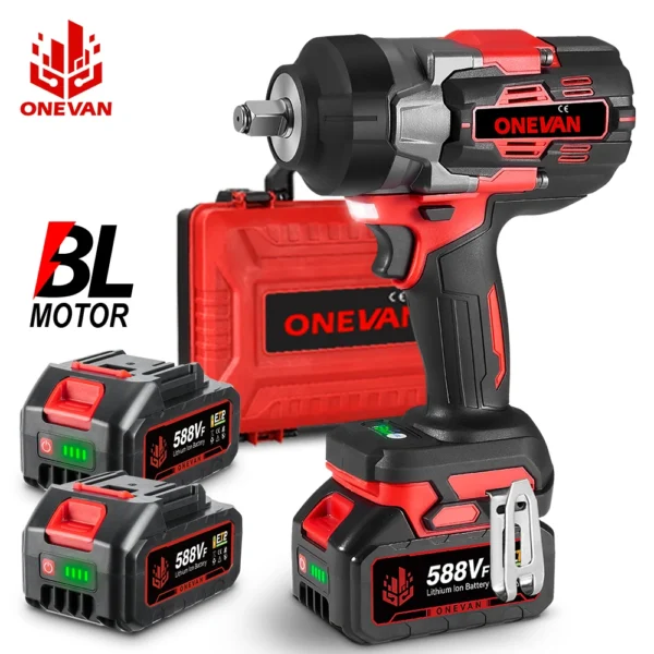 ONEVAN 8000RPM 2800N.M Brushless Electric Impact Wrench Cordless Car Repair Screwdriver Drill Power Tool for 21V 18V Battery