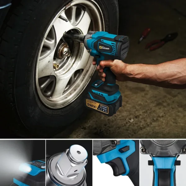 Gisam 1200NM Brushless Electric Impact Wrench 1/2 inch High Torque Cordless Electric Wrench Tools For Makita 18V Battery Pin - Image 5