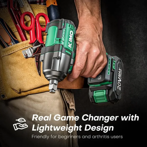 Cordless mpact Wrench1/2"with400ft-lb MaxTorque,3000RPM, 20V Electric Impact Wrench with11Hour Fast Charger &2 x 3000mAh Battery - Image 4