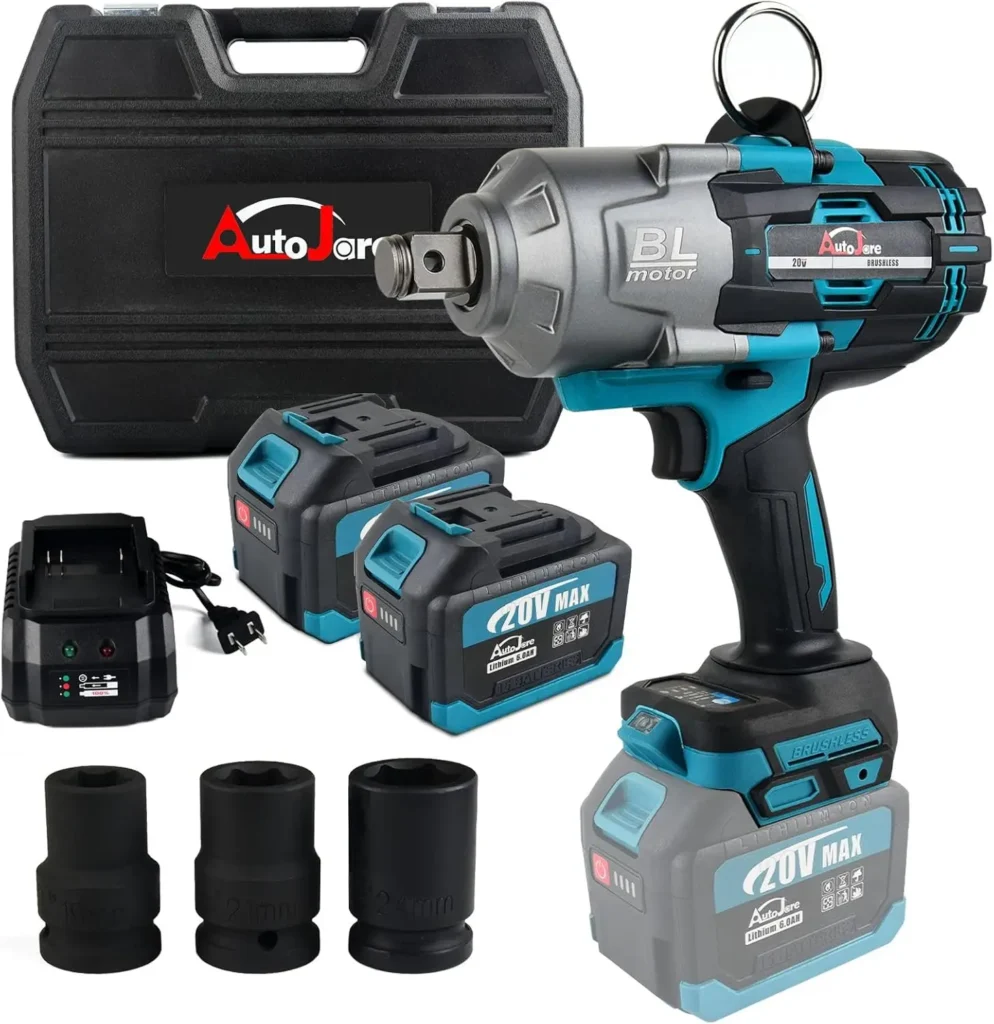 Cordless Impact Wrench 3/4'' Brushless High Torque 1475 Ft-lbs (2000 N.m) Heavy-duty Impact Wrench with 2 x 6.0A Battery, Fast C