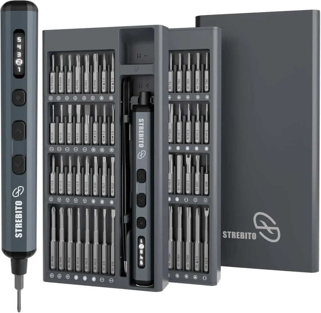 NEW Mini Electric Screwdriver Set, 70-in-1 Max Small Electric Screwdriver Kit with Lights, 5 Upgraded Torque, 64 Magnetic Bits