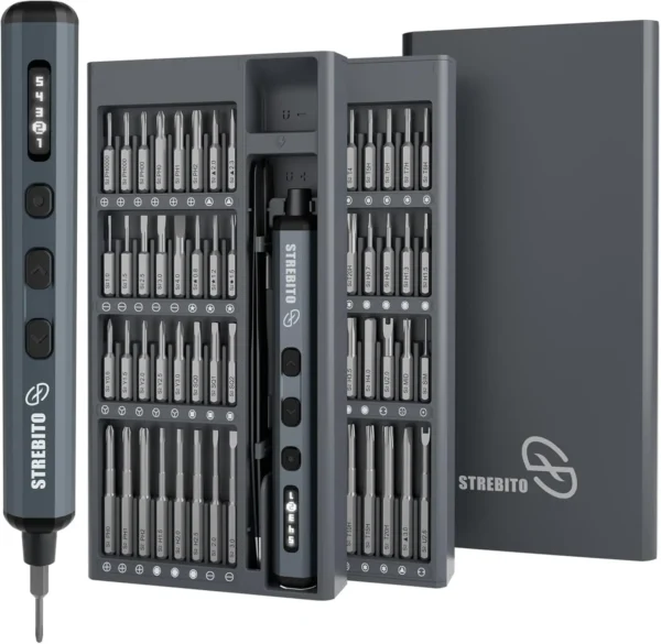 NEW Mini Electric Screwdriver Set, 70-in-1 Max Small Electric Screwdriver Kit with Lights, 5 Upgraded Torque, 64 Magnetic Bits
