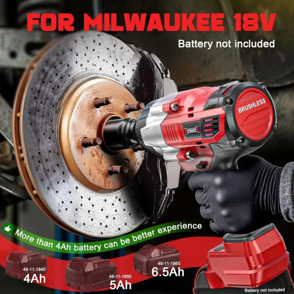 3/4" Impact Wrench for Milwaukee 18V Battery: 1850FT-LBS(2500N.m) High Torque Impact Driver, 4-Speed Heavy Duty Cordless Impact - Image 4