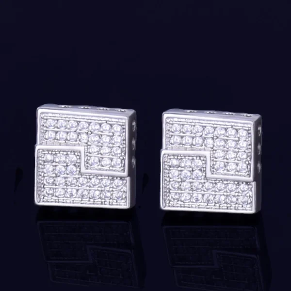 10MM Square Stud Earring Gold Color Charm Screw Back Women Men's Fashion Earrings Hip Hop Jewelry - Image 3
