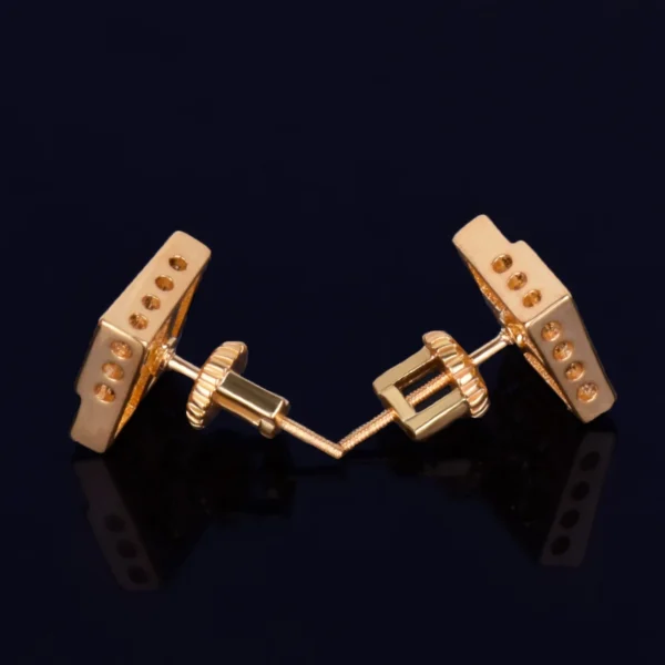10MM Square Stud Earring Gold Color Charm Screw Back Women Men's Fashion Earrings Hip Hop Jewelry - Image 6