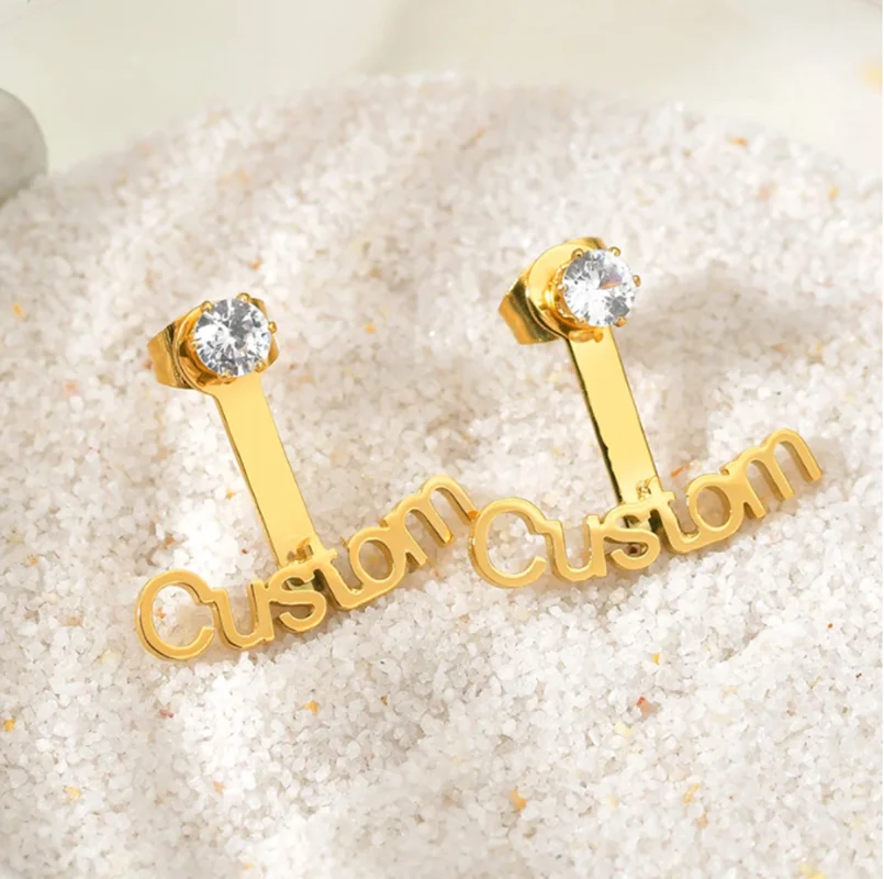 Fashion Trend Personality Custom Name Earrings Studs Custom Nameplate Earrings Gifts For Best Friend Girls - Image 5