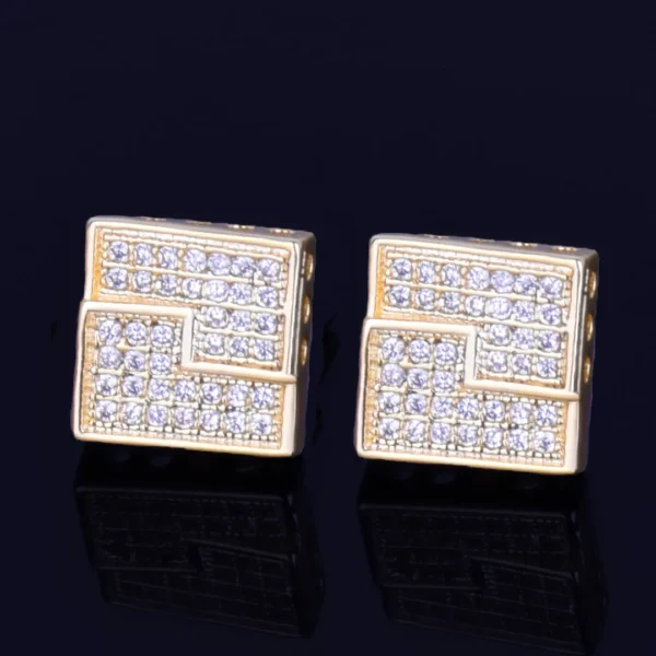 10MM Square Stud Earring Gold Color Charm Screw Back Women Men's Fashion Earrings Hip Hop Jewelry - Image 4