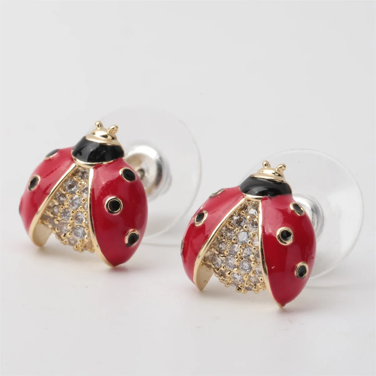 Ladybug Stud Earrings Christmas Holidays Ornaments Gifts for Women Girls Crystal Gold Color red Fashion Jewelry NE11 Dropship - Image 3