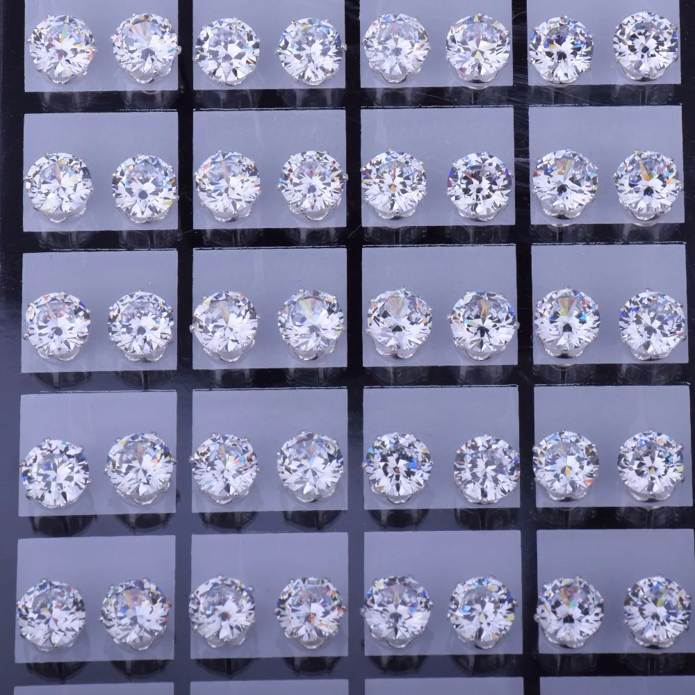 6mm/8mm AAA Zircon CZ Round Stud Earrings Hip hop Jewelry Men Copper Material Iced Bling Push-back - Image 6