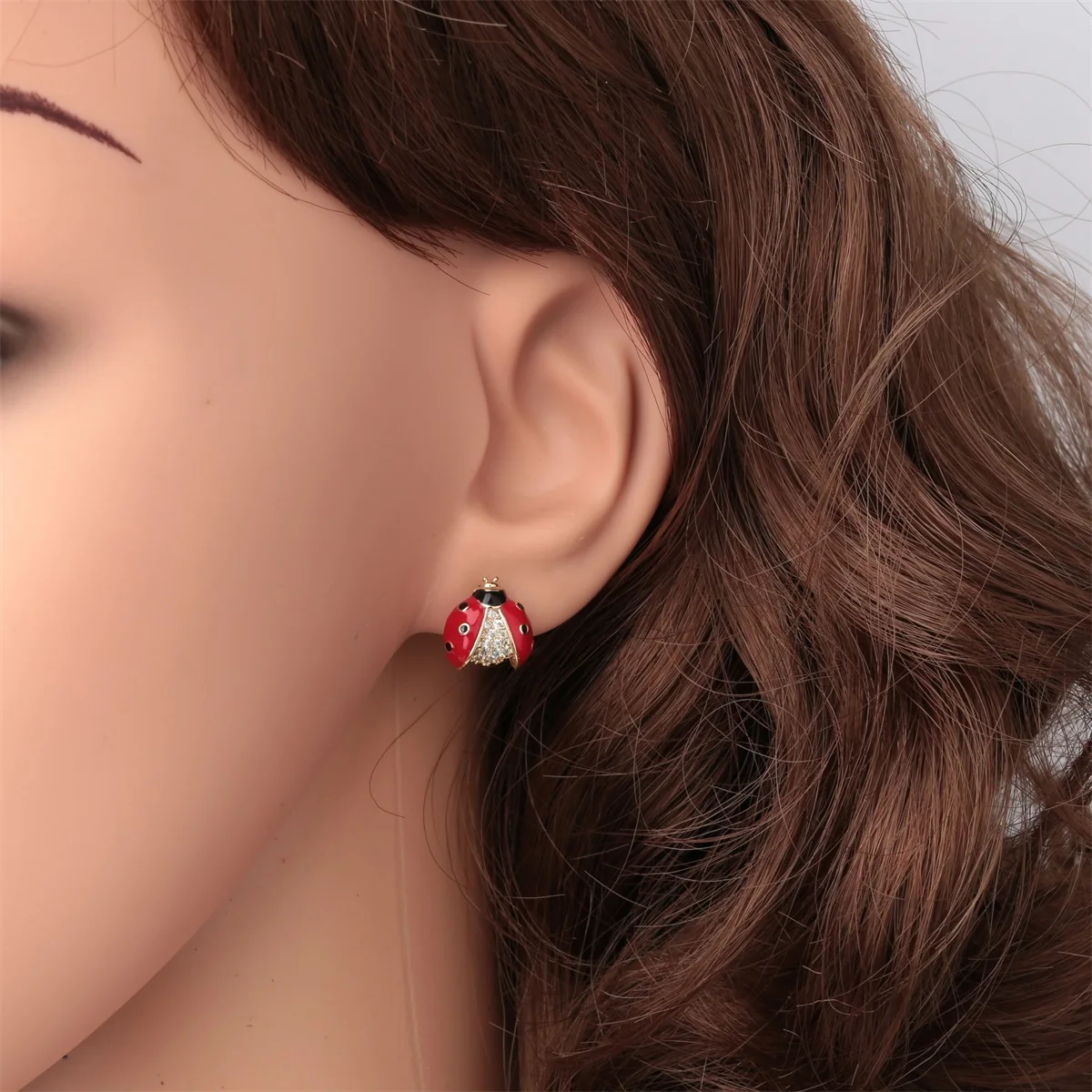 Ladybug Stud Earrings Christmas Holidays Ornaments Gifts for Women Girls Crystal Gold Color red Fashion Jewelry NE11 Dropship - Image 5