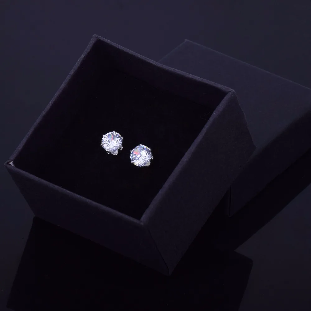 6mm/8mm AAA Zircon CZ Round Stud Earrings Hip hop Jewelry Men Copper Material Iced Bling Push-back - Image 4