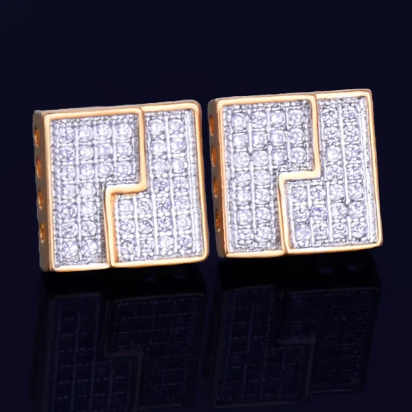 10MM Square Stud Earring Gold Color Charm Screw Back Women Men's Fashion Earrings Hip Hop Jewelry - Image 2