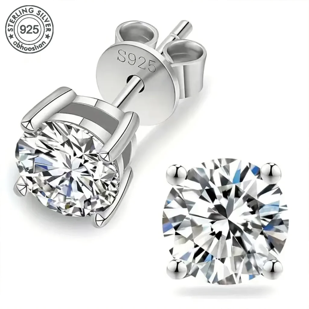925 silver, moissanite stud earrings, men's earrings, women's earrings, set with 6/7/8mm moissanite, simple and small style, sui
