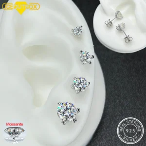 S925 Silver Classic Dragon Claw Stud Earrings With 3mm/4mm/5mm/6.5mm Moissanite Ear Stud For Women Men Unique Jewelry Trend 2024