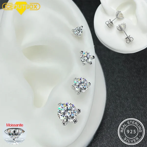 S925 Silver Classic Dragon Claw Stud Earrings With 3mm/4mm/5mm/6.5mm Moissanite Ear Stud For Women Men Unique Jewelry Trend 2024