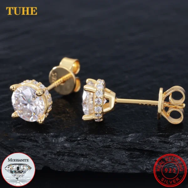 GRA Certified Moissanite Stud Earrings for Woman Man 100% 925 Sterling Silver Earrings Sparkling Wedding Party Jewelry Gifts