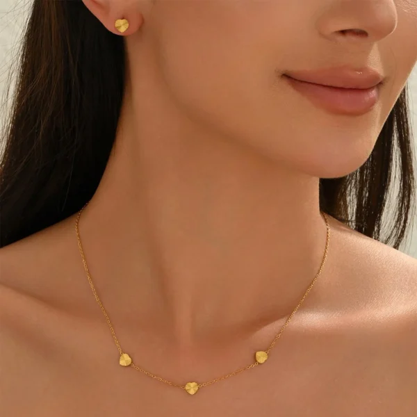 Lxalry 18K Gold Plated Ball Set, Hypoallergenic Necklace & Stud Earrings, Mirror Polish, Adjustable, Precision-Cast - Image 2