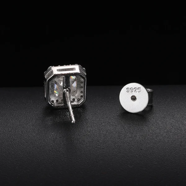 D VVS Ascher Cut Moissanite Square Stud Earrings 925 Sterling Silver High Quality For Women Wedding Jewelry Passed Diamond Test - Image 5