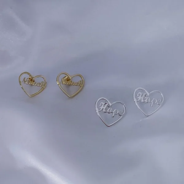 DUOYING Baby ID Heart Earring Personalized Custom Name Earrings Stud Stainless Steel 18K Gold Unique Gift For Kids Jewelry - Image 5