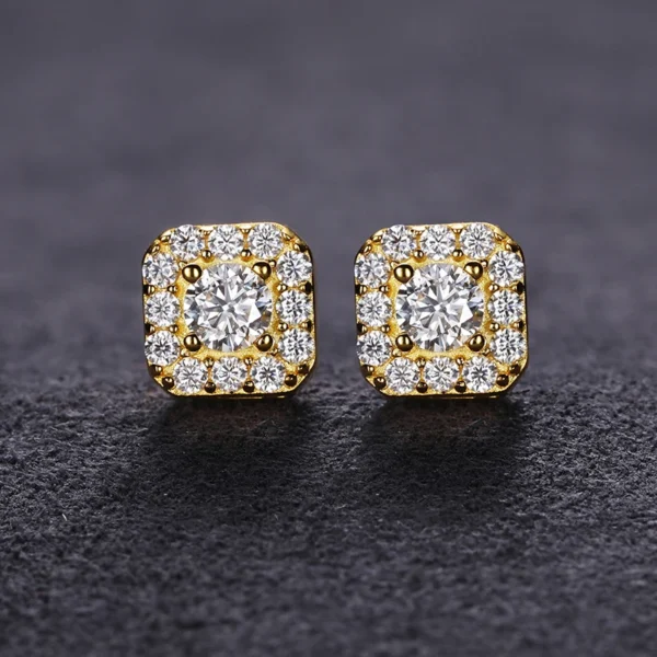 D VVS1 Pass Diamond Tester Unisex Moissanite Square Stud Earrings 925 Sterling Silver For Women Men Fine Jewelry Earring Gift - Image 3