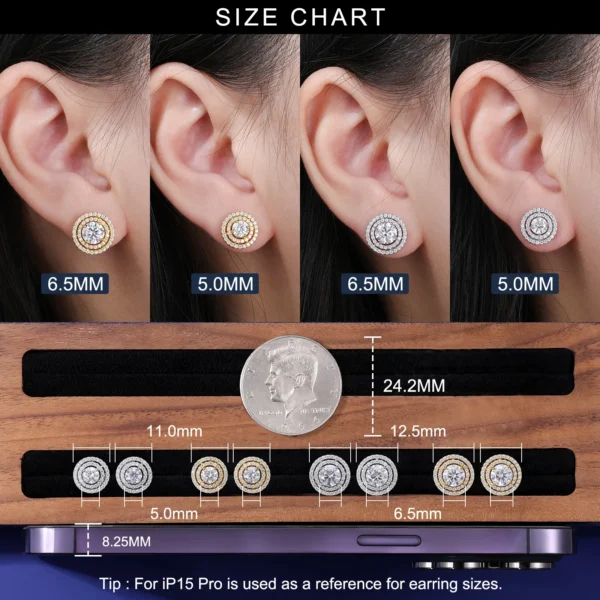 D VVS1 Moissanite Stud Earrings For Women Pass Diamond Tester S925 Silver 18K Gold plating Moissanita With GRA Certificates - Image 6