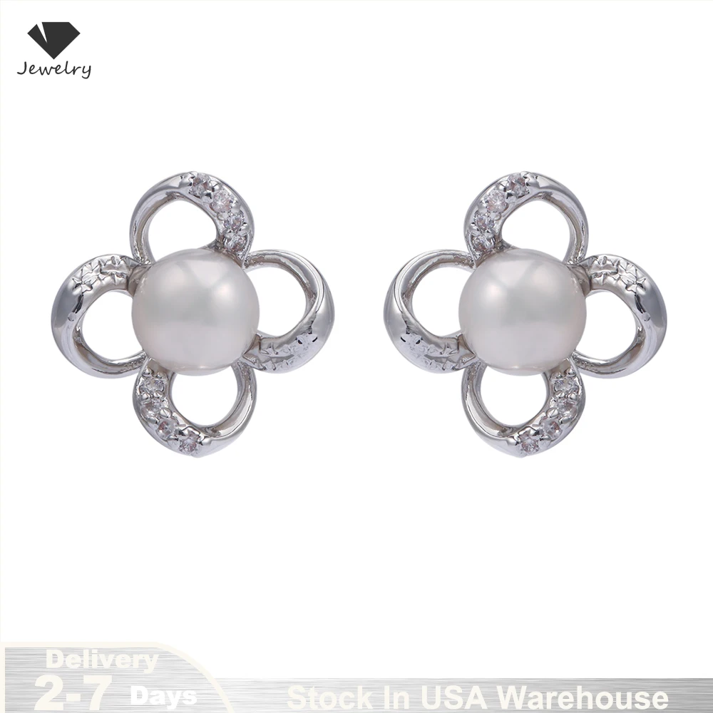 Natural Freshwater Pearl 925 Sterling Silver High Jewelry Set Twisted Geometric Stud Earring Pendant Necklace for Women US Stock