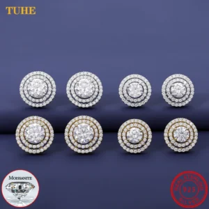 D VVS1 Moissanite Stud Earrings For Women Pass Diamond Tester S925 Silver 18K Gold plating Moissanita With GRA Certificates