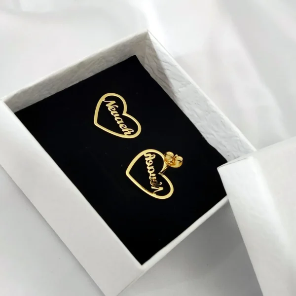 DUOYING Baby ID Heart Earring Personalized Custom Name Earrings Stud Stainless Steel 18K Gold Unique Gift For Kids Jewelry - Image 3