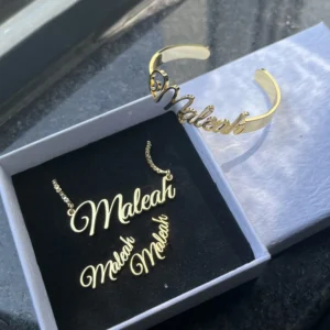 DUOYING Custom Name Jewelry Set Personalized Script Letter Earring Studs Nameplate Necklace Stainless Steel Bracelet For Kids