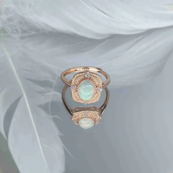 White Opal set, including rings, stud earrings and necklaces, features an exquisite "color-changing effect", a dreamy look and i - Image 3