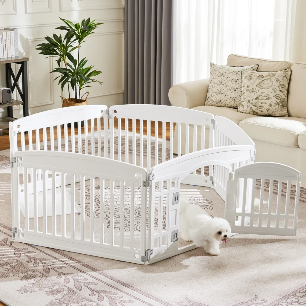 6 PanelDog Playpen Safe & Secure Indoor/Outdoor Pet Fence | Folding & Portable | Ideal for Small to Medium Dogs | Easy to Clean