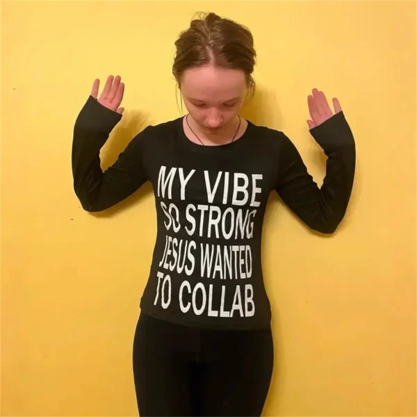 Letter Printed Long Sleeved T-shirt for Women Retro Y2K Streetwear Vintage Harajuku Gothic Hip Hop Slim Fit Top Chic Crop Top - Image 3