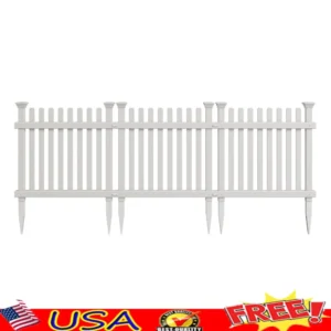 No Dig Vinyl Picket Garden Fence Kit 3 Panels Easy Install Maintenance Free Decorative Border Protect Plants 2ft x 2ft