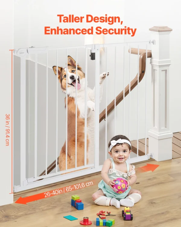 SucceBuy Baby Gate 28/30/36 Inches High Dog Gate Easy Step Walk Thru Child Pet Security Pressure Mount Kit Wall Cups Doorways - Image 2