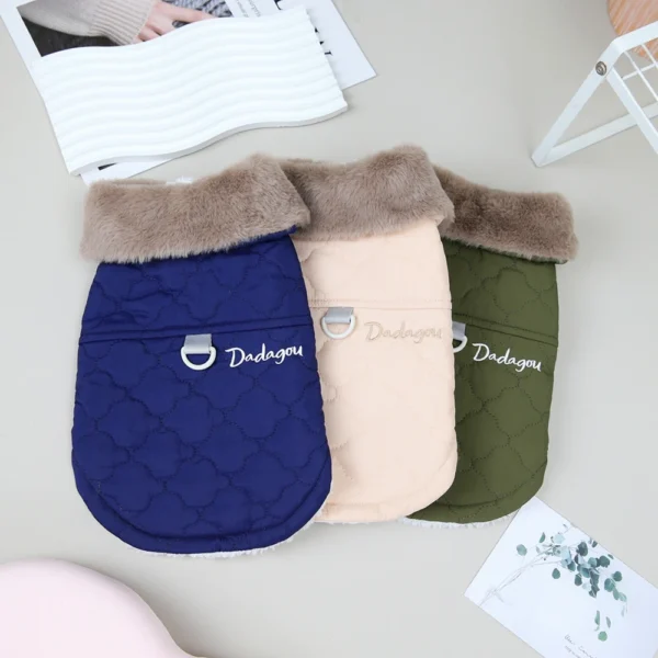 Winter Pet Coat Dog Jacket Big Fur Collar Soft Pet Vest with D-Ring for Small Dogs Puppy Warm Fleece Pet Vest Chihuahua Coats - Image 3
