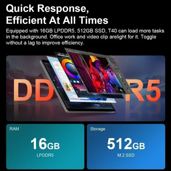 Ninkear T40 Tablet Mini Laptop 14 inch 2 in 1 Intel N100 16GB+512GB 1200P IPS Touch Screen Windows 11 Notebook Free Shipping - Image 3