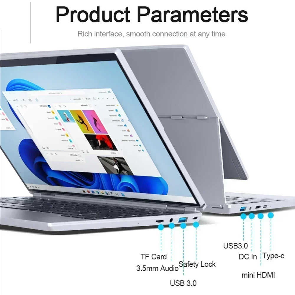 CRELANDER 360 Degree Rotating Touch Screen Laptop 14 Inch Intel N5105 RAM 16GB Windows 11 Portable PC Notebook 2 In 1 Laptop - Image 6