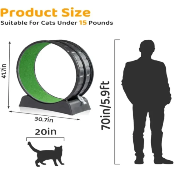 Cat Exercise Wheel Treadmill Exerciser with Carpeted Runway, Plastic Running Wheel for Cats Daily Exercise and Weight Loss - Image 2