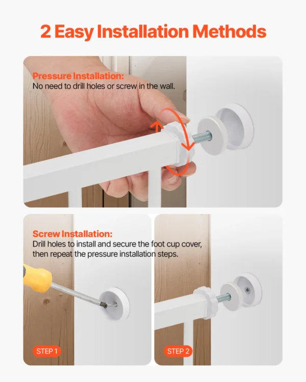 SucceBuy Baby Gate 28/30/36 Inches High Dog Gate Easy Step Walk Thru Child Pet Security Pressure Mount Kit Wall Cups Doorways - Image 6