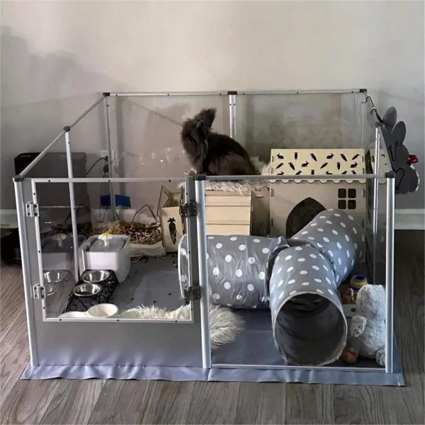 XXL Acrylic Dog Playpen Clear Exercise Enclosure Pet Animal Bunny Ferret Dog Cage Pet Whelping Box with Waterproof Fertility Pad - Image 2