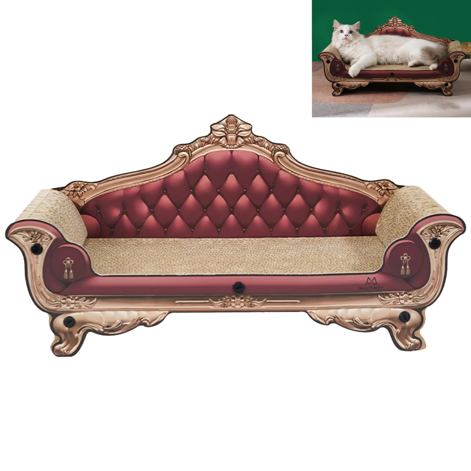 Cat Scratcher Cardboard Couch Bed Classical Cat Scratcher Lounger Interactive Play Toy for Indoor Pet Cats Kitten